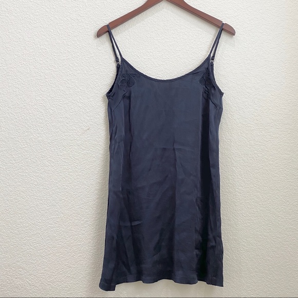 Obey Navy Embroidered Plunge Slip Dress S - Picture 5 of 12
